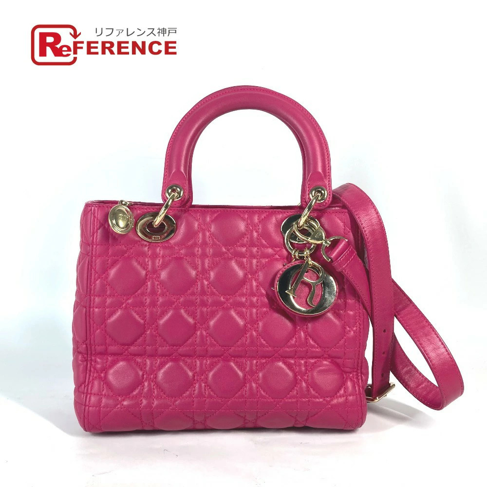 Dior Lady Crossbody Tote Bag Shoulder Handbag Lambskin Pink